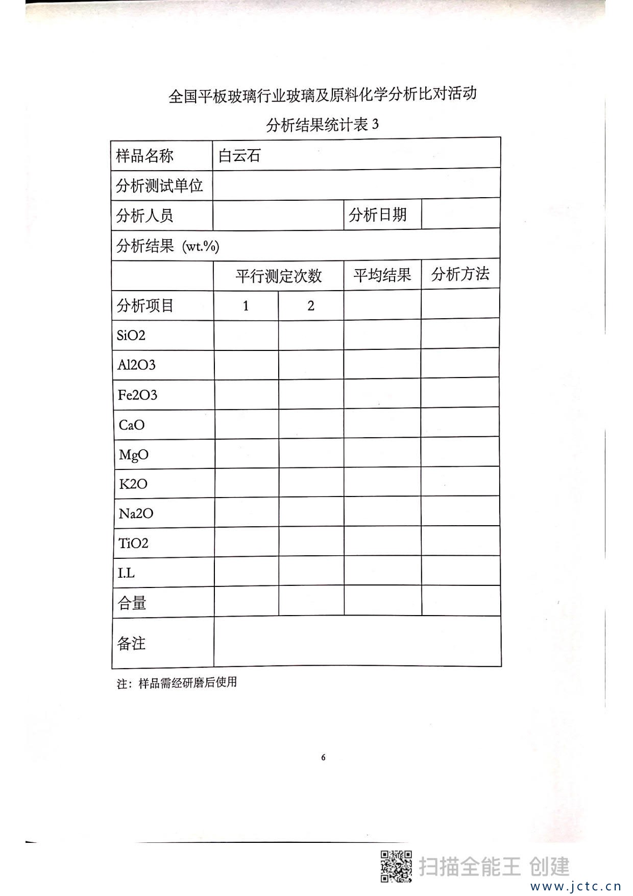 關于開展第二屆全國平板玻璃行業原料化學分析對比活動的通知_6.jpg